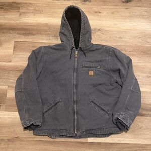 Carhartt J141 Sherpa Lined Jacket Men’s XL GVL Gray Detriot Duck Canvas